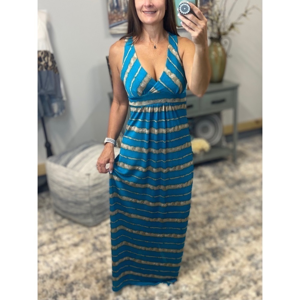 ❤️‍🔥Maxi Dress V-Neck Striped Racerback 0077